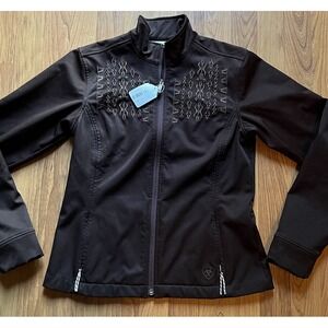 Ariat Jacket Womens Small Brown SoftShell Western Embroidered Aztec Zip Rodeo